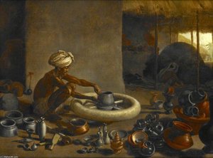 Potter Engaged In Throwing A Pot On A Wheel — Arthur William Devis