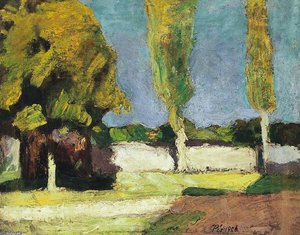 Landscape In The Alföld With Young Men — Bertalan Pór, Impressionism