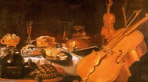 Still Life with Musical Instruments, oil on can