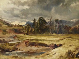 Scottish River Scene With Cattle In A Meadow — Sir Edwin Henry Landseer, Contemporary Realism