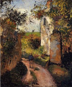 A Peasant In The Lane At L'hermitage, Pontoise — Camille Pissarro