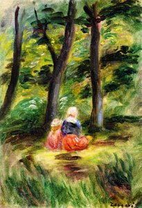 Woman And Child In A Landscape — Pierre-auguste Renoir