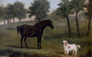 'bob', A Black Horse, And 'jock', A Spaniel — Francis Sartorius Ii (john Francis Sartorius)
