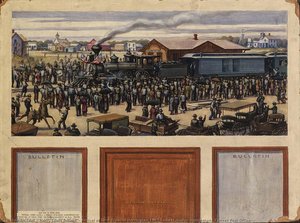 Arrival Of First Train In Herrington 1885 (mural Study, Herrington, Kansas Post Office) — Harry Louis Freund