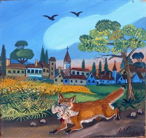 Fox With Hen — Antonio Laccabue
