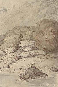 A River In Spate — Thomas Rowlandson