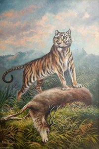 Tiger With A Dead Deer — Alfred Worthington