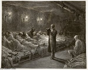 Scripture Reader In A Night Refuge — Paul Gustave Doré
