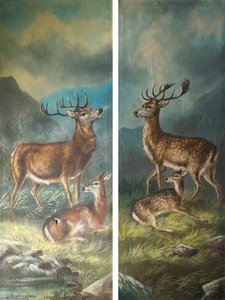 Stag With Fawn — Alfred Worthington