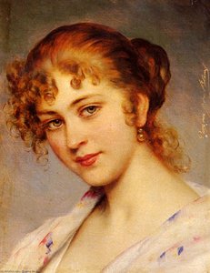 A Portrait Of A Young Lady — Eugen Von Blaas, Academicism