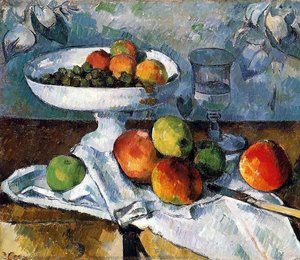 Compotier, Glass And Apples (also Known As Still Life With Compotier) — Paul Cézanne, Post-impressionism