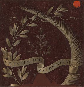 Wreath Of Laurel, Palm, And Juniper With A Scroll Inscribed Virtutem Forma Decorat [reverse] — Leonardo Da Vinci