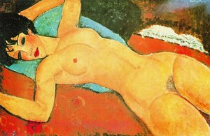 Sleeping Nude With Arms Open (red Nude) — Amedeo Clemente Modigliani, Expressionism