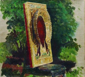 Sketch With The Icon Of Saviour — Ilya Yefimovich Repin