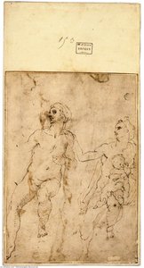 Study Of Two Women, One With Child (verso) — Michelangelo Buonarroti, High Renaissance