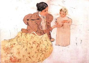 Picking Daisies In A Field — Mary Stevenson Cassatt
