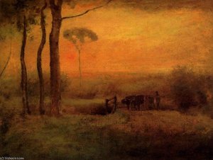 Pastoral Landscape At Sunset — George Innes