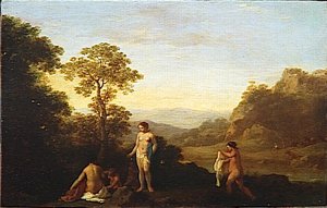 PAYSAGE AUX CINQ BAIGNEUSES