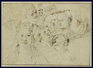Studies Of Heads (recto) — Hans Baldung