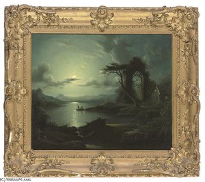 Fishing By The Full Moon — Abraham Pether