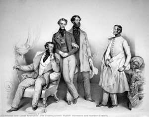 The Counts Jaromir, Rudolf, Herrmann And Humbert Czernin — Josef Kriehuber