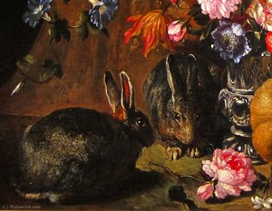 Still Life Of Fruit And Flowers With Animals — David De Coninck