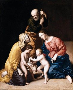 The Holy Family With Saints John The Baptist And Elizabeth (after Raphael) — Giovanni Salvi Da Sassoferrato