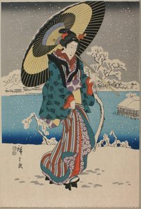 Snow Scene At Shinobazu Pond In Ueno (ueno Shinobazu No Ike Yuki No Kei) — Hiroshige Utagawa Ii, Toyokuni Utagawa Iv