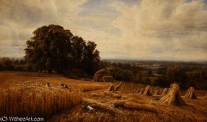 An Extensive Landscape With Harvesters — Edmund George Warren