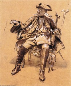 Study Of Model For Frederick Ii In An Armchair — Adolph Von Menzel