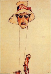 Portrait Of A Man With A Floppy Hat (also Known As Portrait Of Erwin Dominilk Osen) — Egon Schiele