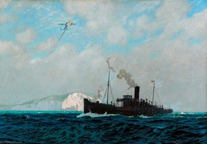 Southern Railway Cargo Steamer Under Attack From German Aircraft During World War Ii — Charles Pears