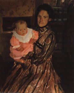 Portrait Of Y.e. Kustodieva With Son — Boris Mikhailovich Kustodiev