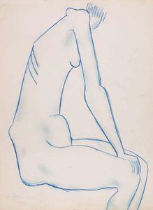 (untitled Seated Nude With Prominent Bones) — Morris Kantor, Cubism