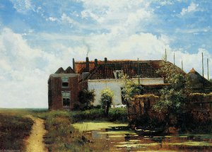 Farm Beside Canal In Polder