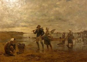 Fishermen And Clam Diggers On The Beach In Brittany (painting) — Isabel Vaill Waldo