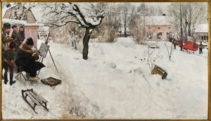 Title In Swedish: Friluftsmålaren. Vintermotiv Från Åsögatan 145, Stockholm — Carl Larsson