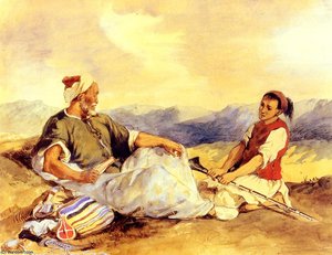 Two Moroccans Seated In The Countryside — Eugène Delacroix