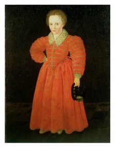 Portrait Of A Little Boy, Wearing A Red Dress — Robert Peake The Elder