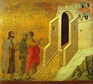 Maestó (back, Central Panel), The Road To Emmaus — Duccio Di Buoninsegna, Gothic Art