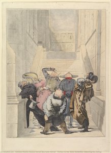 Visitors To The Salon Exhibition, Admiring The Ceiling — Antoine Charles Horace Vernet Aka Carle Vernet, 19th-century Satirical Print
