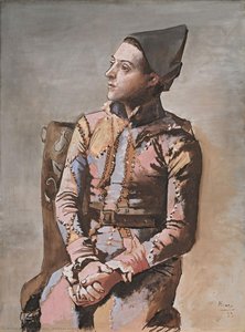 Harlequin Seated — Pablo Picasso, Cubist