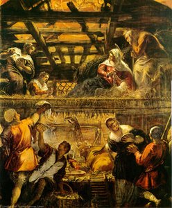The Adoration Of The Shepherds, - (542x455) — Jacopo Tintoretto