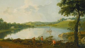 Prospect Of Gatton Park, Surrey, From The Lake, With Rustics In The Foreground — George Barret The Elder