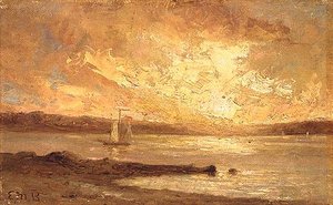 Boat On Sea, (painting) — Edward Mitchell Bannister