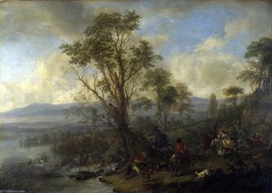 A Stag Hunt — Philips Wouwerman