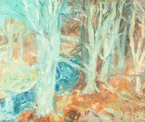 The River And Beech Trees, Temple Woods — Sir William George Gillies