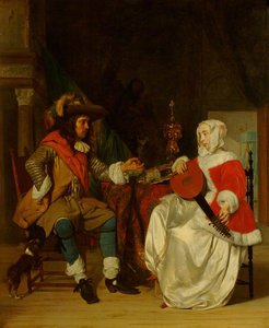 The Tête À Tête A Lady Playing A Lute, And A Cavalier — Gabriel Metsu