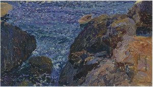Rocks At Javea, The White Boat — Joaquín Sorolla Y Bastida