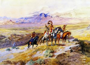 Indians Scouting A Wagon Train — Charles Marion Russell